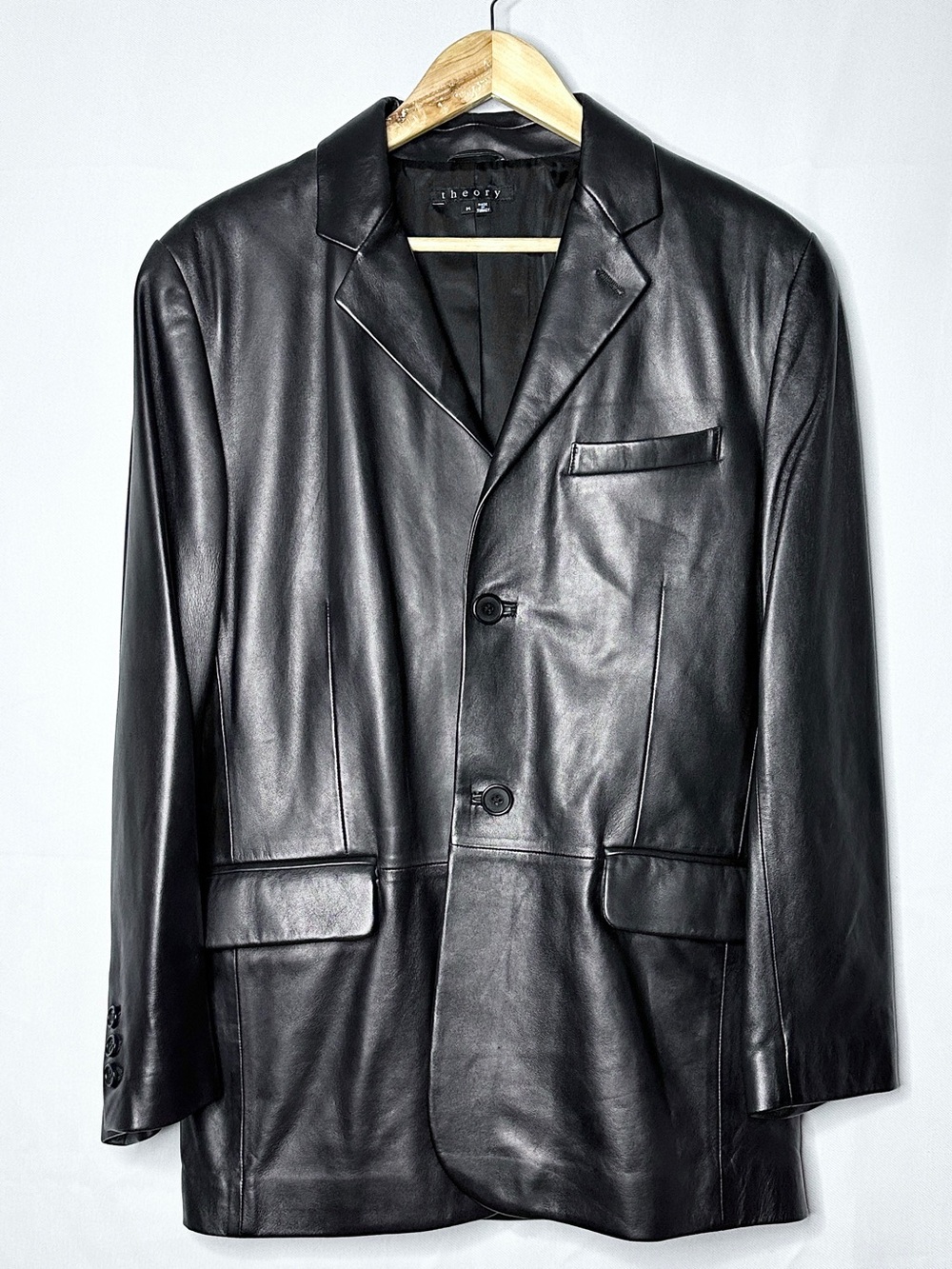 Theory Men’s Lambskin Leather Blazer Black Medium